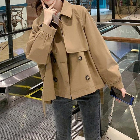 Trench-Coat Court Avec Col Revers Et Fermeture Boutonnée Pour Femmes | Idéal Pour La Mi-Saison