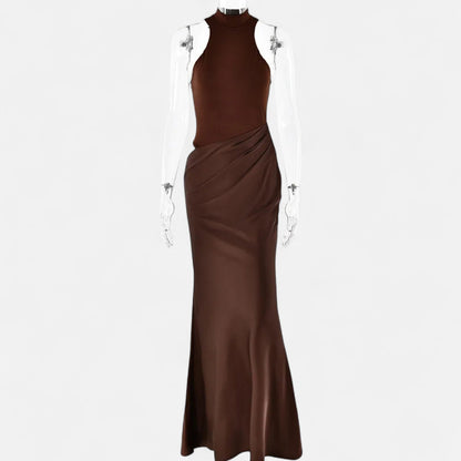 Robe Maxi Avec Col Montant Et Coupe Ajustée Pour Femme | Idéale Pour Les Occasions Formelles
