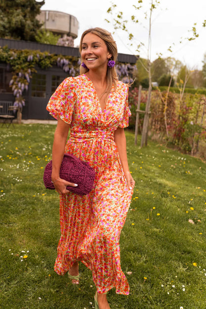 Robe Longue Femme | Imprimé Fleuri Coloré | Taille Marquée & Coupe Fluide Été