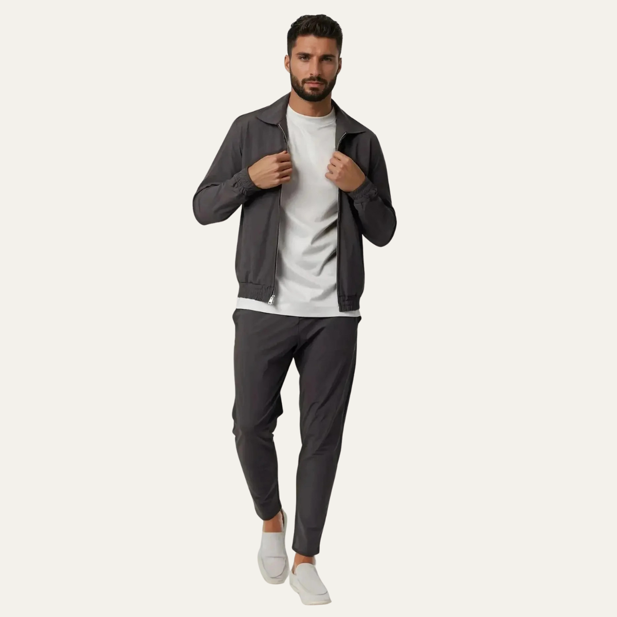Ensemble Coordonné avec Veste Zippée et Pantalon pour Homme | Idéal pour les Moments Décontractés ou les Déplacements