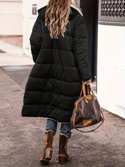 Manteau Long Matelassé avec Doublure en Polaire pour Femme | Idéal pour l’Hiver