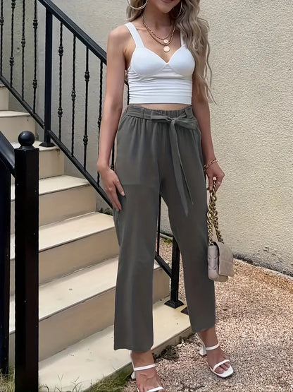 Pantalon Décontracté À Taille Nouée Pour Femmes | Idéal Pour Usage Quotidien