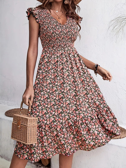 Robe Midi à Imprimé Floral pour Femme | Idéale pour les Mariages et les Événements de Printemps