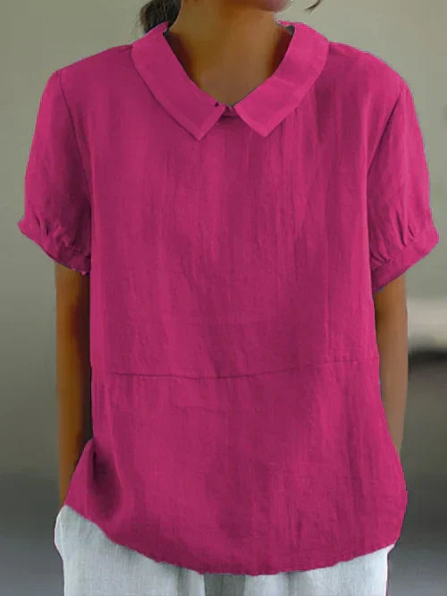 Blouse à Manches Courtes avec Col Structuré pour Femme | Idéale pour l'Été