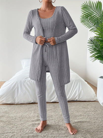 Ensemble Décontracté À Côtes avec Gilet, Top Et Pantalon pour Femme | Idéal pour Le Quotidien