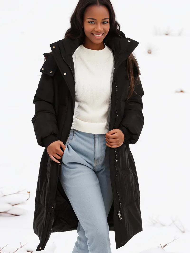 Manteau Long avec Capuche Amovible pour Femme | Idéal pour l’Hiver
