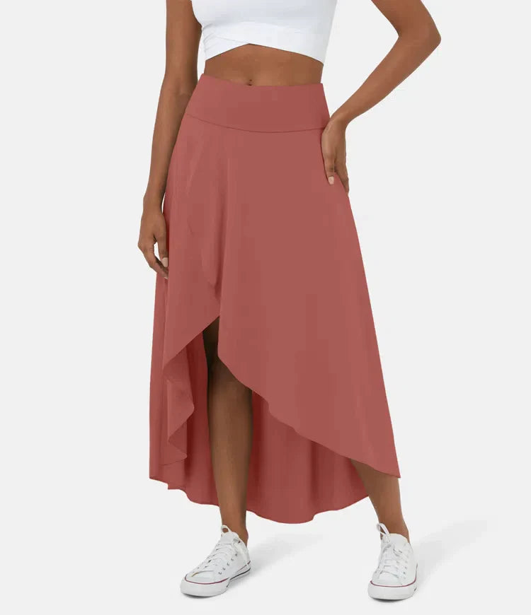 Jupe Midi À Taille Haute Avec Ourlet Froncé Pour Femme | Idéale Pour Usage Quotidien
