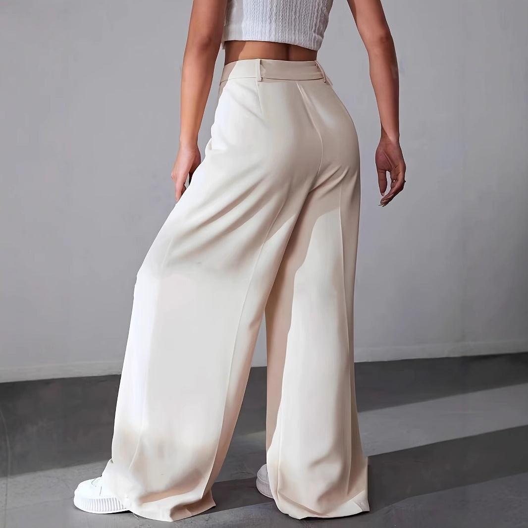 Pantalon Large Taille Haute Avec Coupe Droite Pour Femme | Idéal Pour Travail Et Usage Quotidien