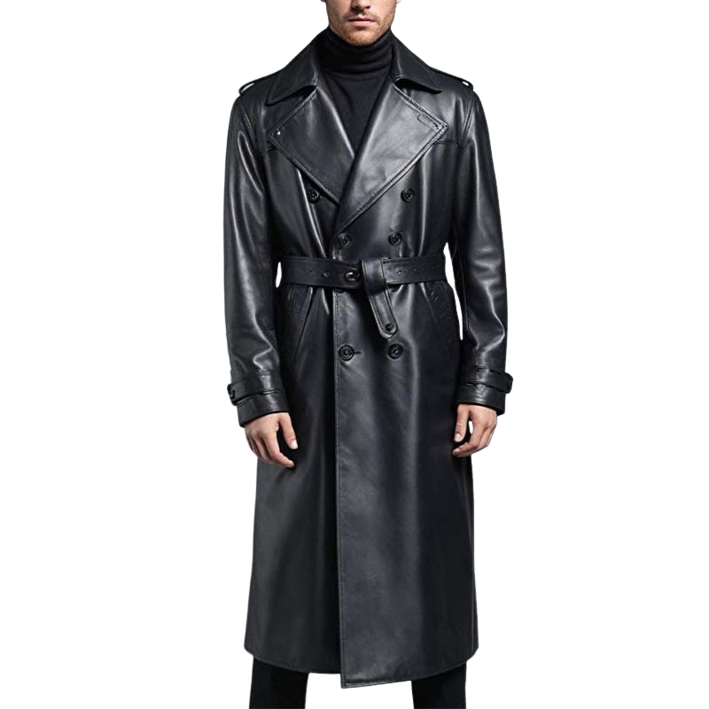 Trench-Coat Long à Double Boutonnage avec Poches Fonctionnelles pour Homme | Idéal pour Mi-Saison