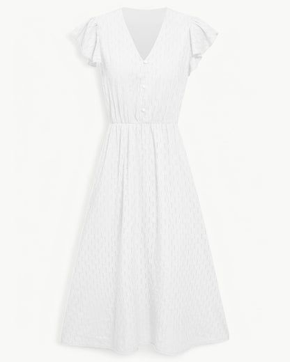 Robe Midi Avec Manches À Volants Pour Femme | Idéal Pour Usage Quotidien Et Occasions