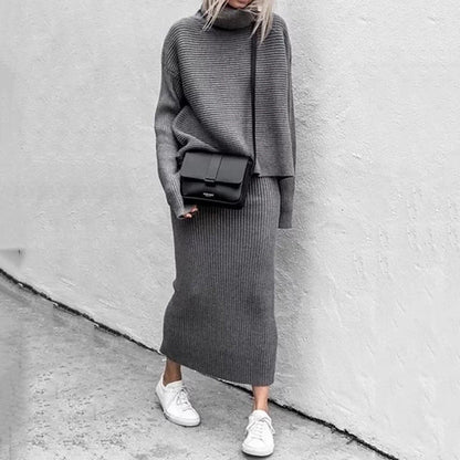 Ensemble Deux Pièces en Maille Côtelée avec Pull Oversize pour Femme | Idéal pour la Mi-Saison