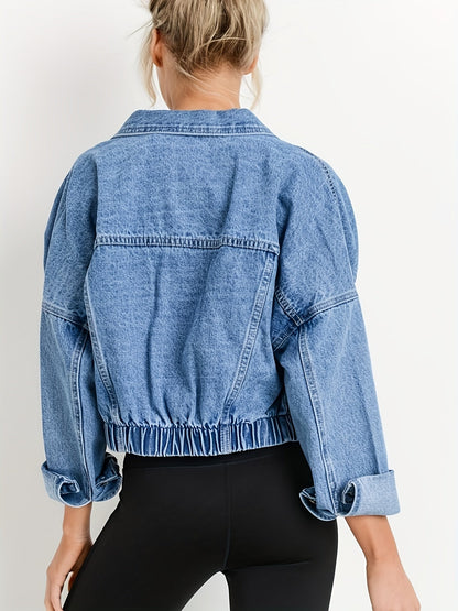 Veste en jean à col chemise pour femmes