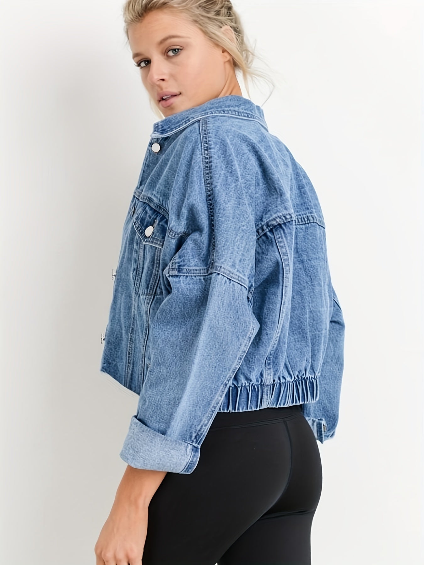 Veste en jean à col chemise pour femmes