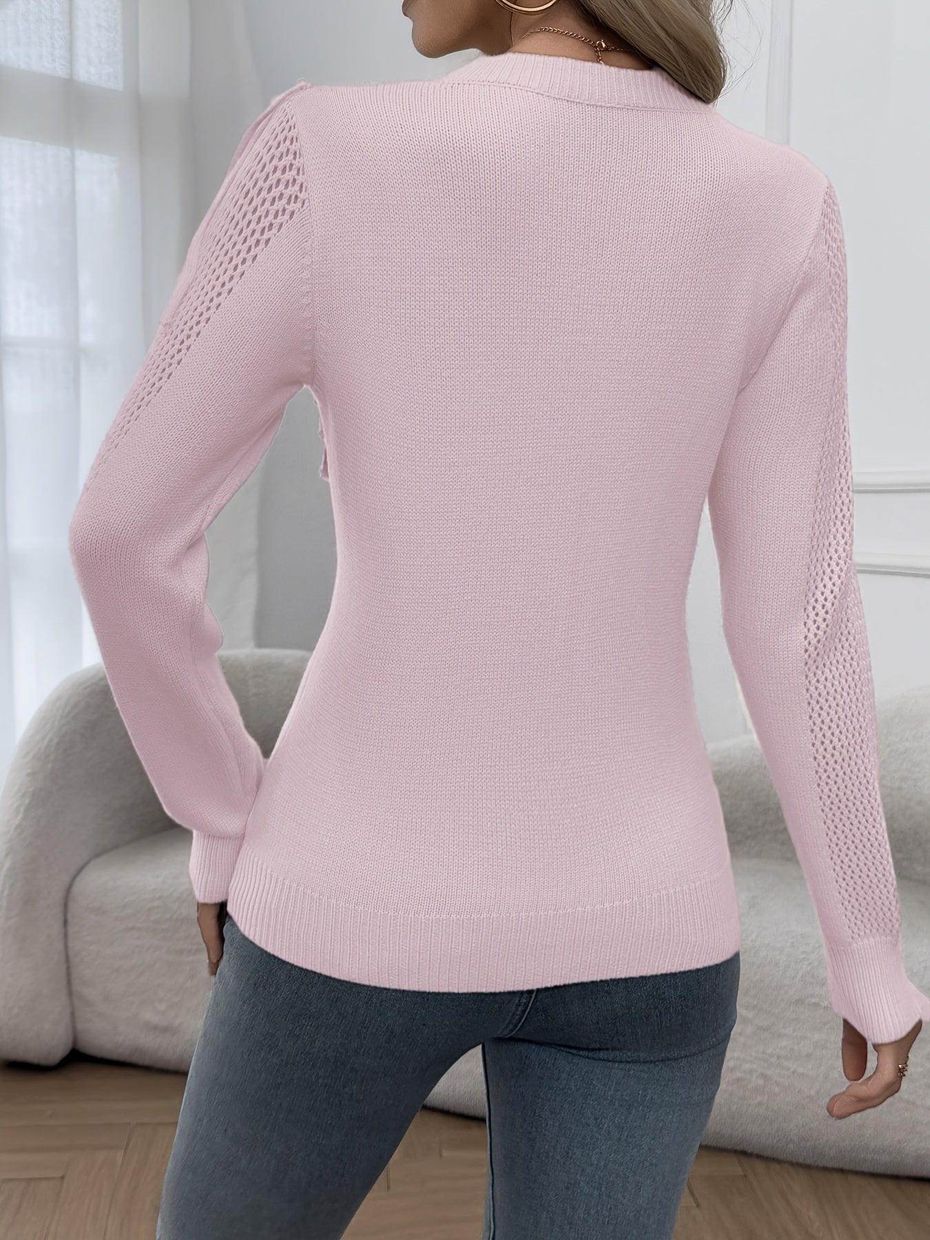 Pull à Manches Longues avec Détails à Franges pour Femme | Idéal pour un Usage Quotidien