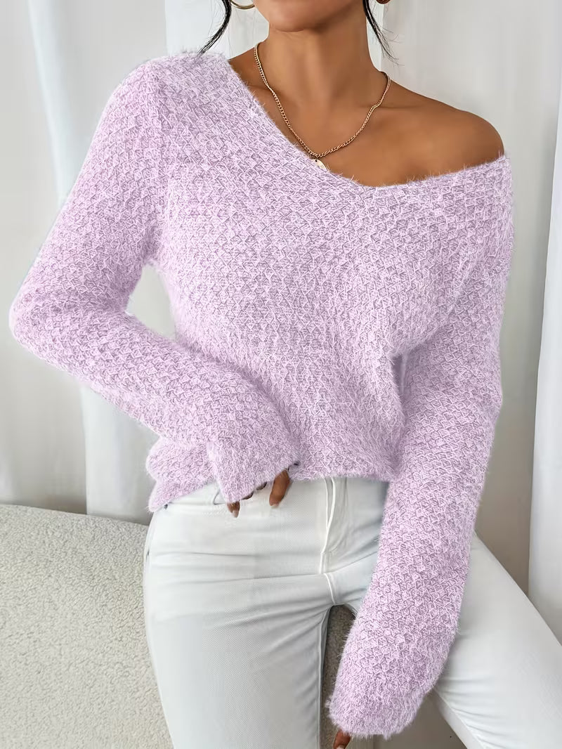 Pull à Col V avec Coupe Ample pour Femme | Idéal pour Usage Quotidien et Mi-Saison