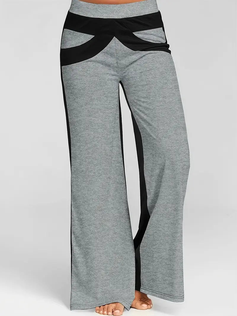 Pantalon Large Color Block Taille Haute pour Femme | Idéal pour le Printemps et l'Été