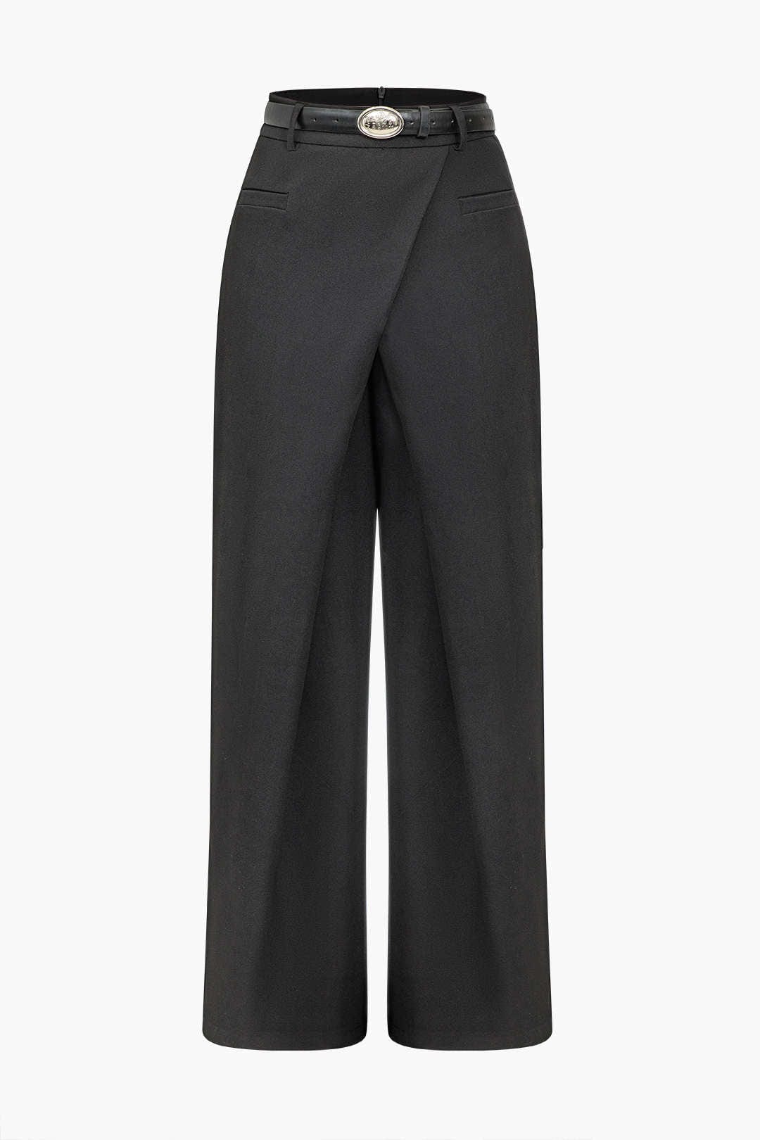 Pantalon Femme à Taille Haute avec Détail Croisé | Idéal pour le Travail ou les Sorties