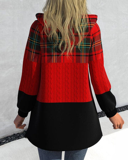 Veste À Carreaux avec Capuche pour Femme | Idéale pour L’Hiver