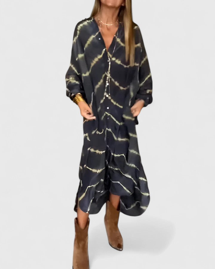 Robe Maxi À Rayures Chevron Avec Col En V Pour Femme | Idéale Pour Le Quotidien Et Les Sorties Décontractées