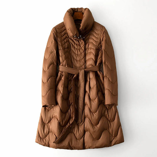 Manteau Long Matelassé avec Capuche pour Femme | Idéal pour La Saison Froide