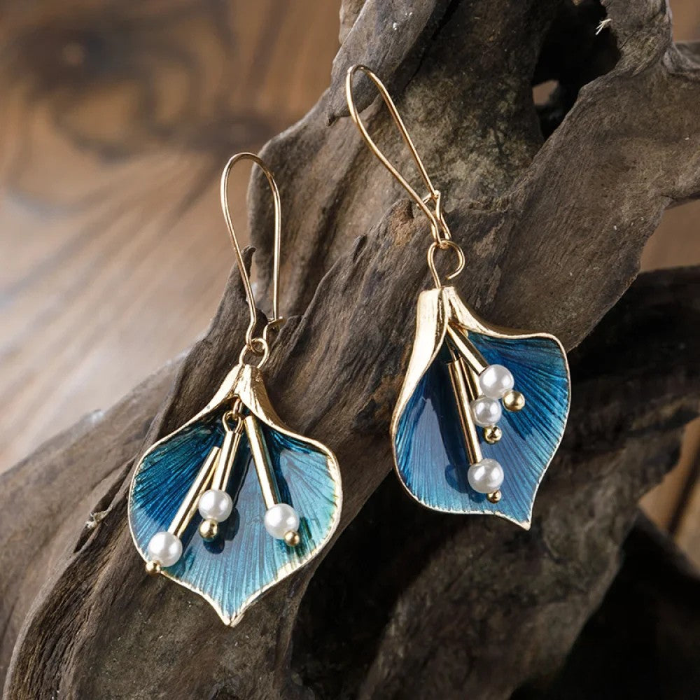 Boucles D’Oreilles Avec Motif De Lotus Bleu Pour Femmes | Idéales Pour Le Quotidien
