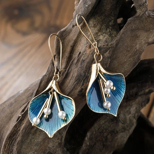 Boucles D’Oreilles Avec Motif De Lotus Bleu Pour Femmes | Idéales Pour Le Quotidien
