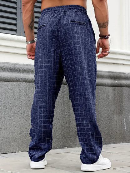 Pantalon à Motif avec Taille Élastique et Cordon pour Homme | Idéal pour un Usage Quotidien