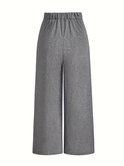 Pantalon Large Taille Haute Avec Plis Frontaux Pour Femme | Idéal Pour Usage Quotidien Et Professionnel