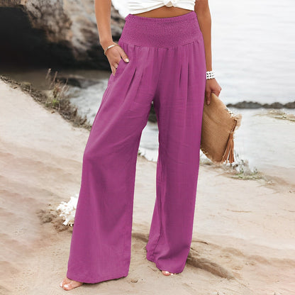Pantalon Large avec Taille Smockée pour Femme | Idéal pour les Journées Décontractées