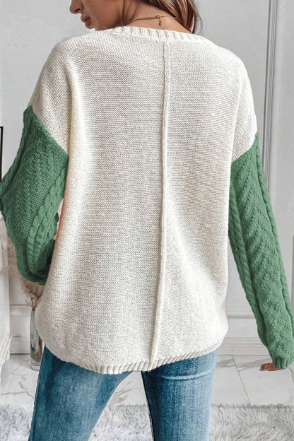 Pull Color Block à Manches Longues pour Femmes | Idéal pour un Usage Quotidien
