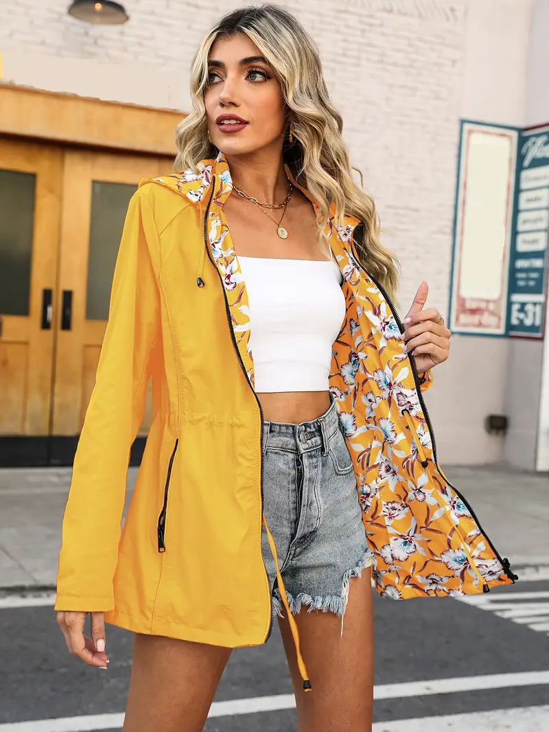 Veste Légère À Capuche Avec Taille Ajustable Pour Femme | Idéale Pour La Mi-Saison Et Les Sorties Quotidiennes