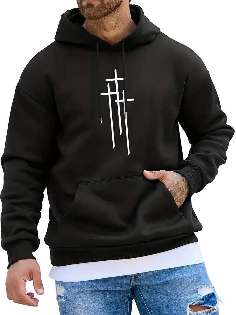 Hoodie à Capuche avec Motif Croix pour Hommes | Idéal pour les Activités de Loisirs