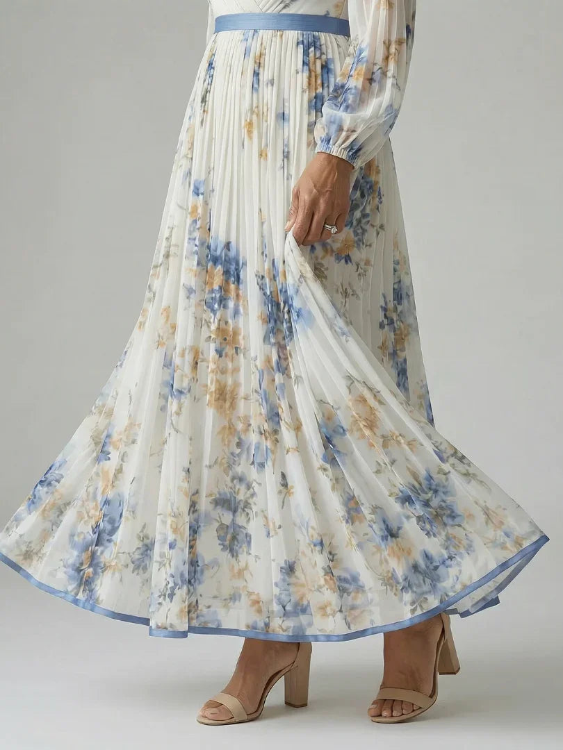 Robe midi plissée à imprimé floral pour femmes