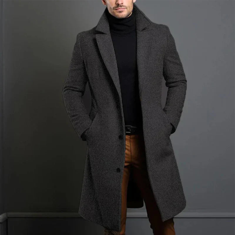 Manteau Long à Col Classique pour Homme | Idéal pour les Journées Fraîches