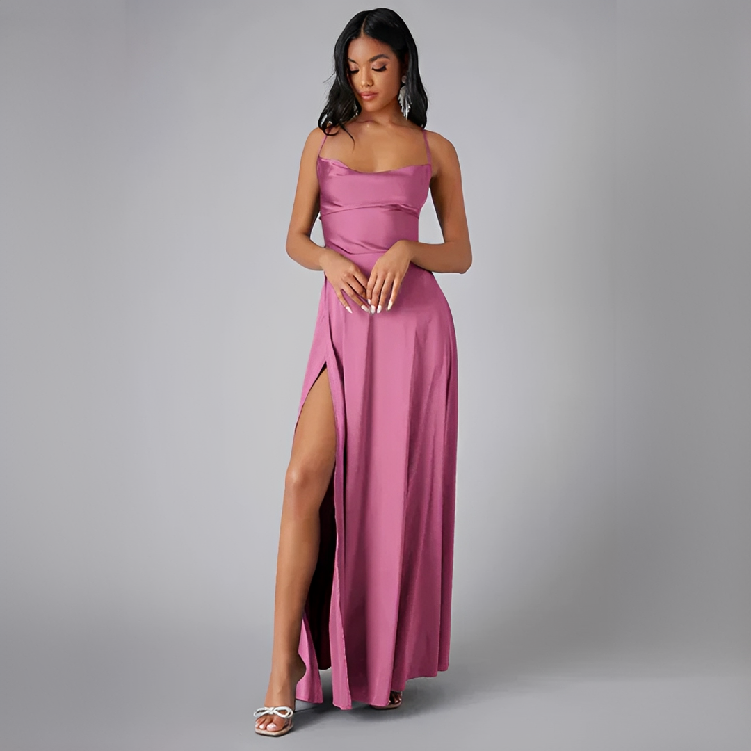 Robe Longue À Bretelles Avec Fente Haute Pour Femmes | Idéale Pour Soirées Et Événements Formels