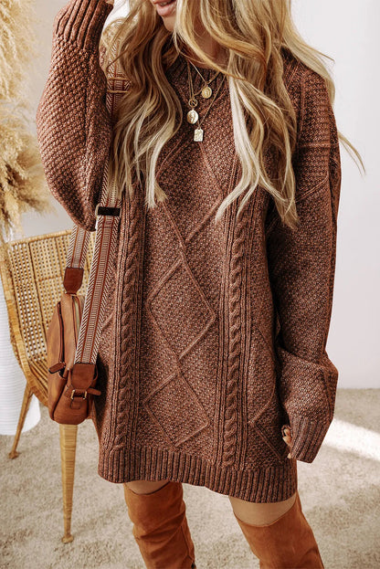 Pull Long avec Motif À Losanges pour Femme | Idéal pour La Saison Fraîche