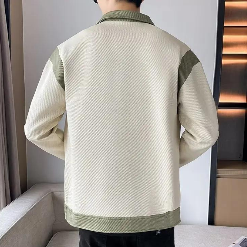 Veste Patchwork avec Col Classique et Fermeture à Pression pour Homme | Idéale pour un Usage Quotidien et Décontracté