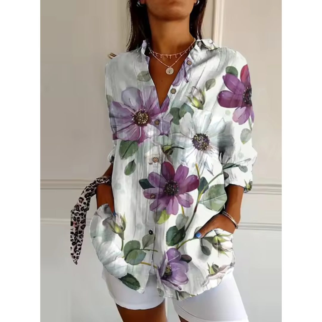 Blouse à Manches Longues avec Motif Floral pour Femme | Idéale pour les Journées ensoleillées
