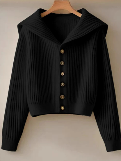 Cardigan côtelé à col châle boutonné pour femme | Idéal pour l’automne