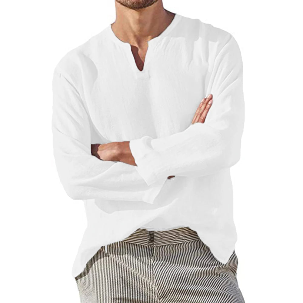 Chemise À Col V Avec Manches Longues Pour Homme | Idéal Pour Usage Quotidien