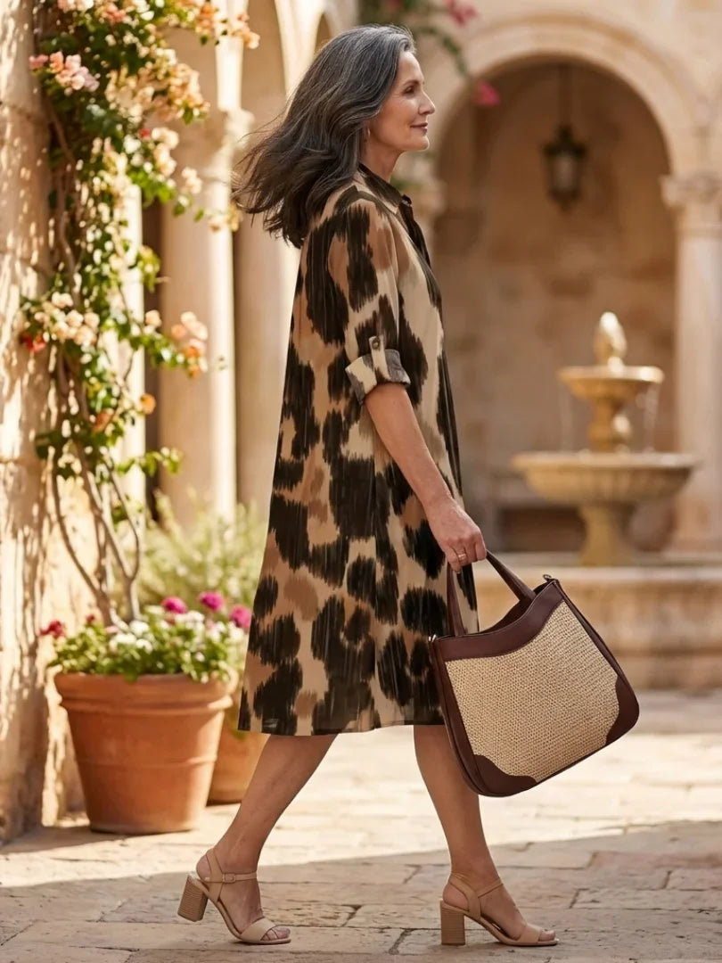 Robe chemise à imprimé animalier pour femmes