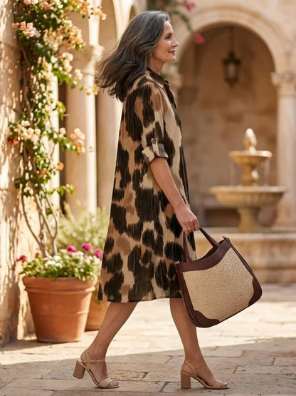 Robe chemise à imprimé animalier pour femmes