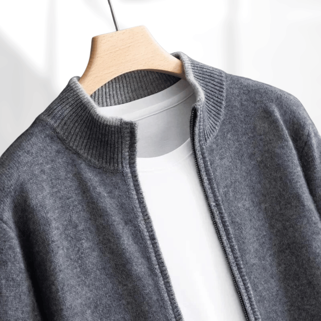 Veste Zippée avec Coupe Ajustée et Détails Côtelés pour Hommes | Idéale pour Automne et Hiver