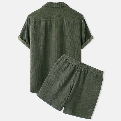 Ensemble Deux Pièces Avec Chemise Manches Courtes Et Short Pour Homme | Idéal Pour Usage Quotidien Estival