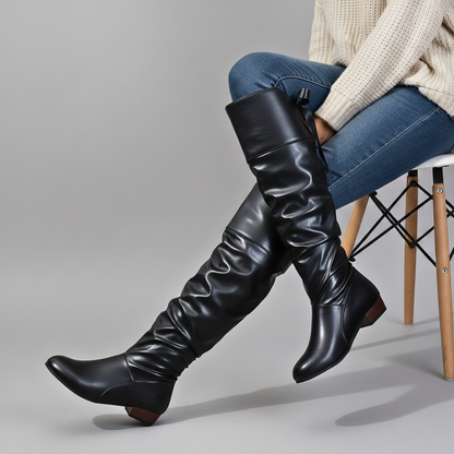 Bottes Cuissardes À Tige Froncée Pour Femme Idéales Pour L'automne Et L'hiver