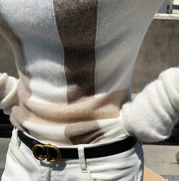 Pull à Manches Longues avec Motif à Carreaux et Col Roulé pour Femmes | Idéal pour l’Hiver et l’Automne