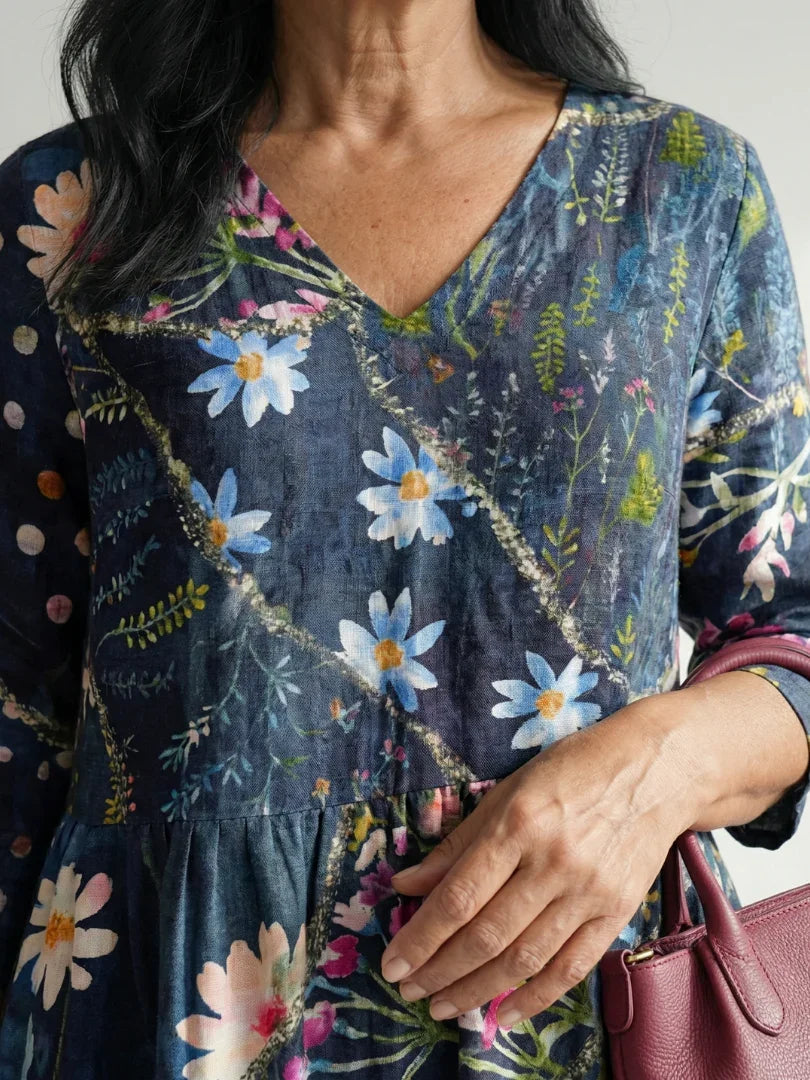 Robe midi à imprimé floral et pois pour femmes | Idéale pour les sorties et le week-end