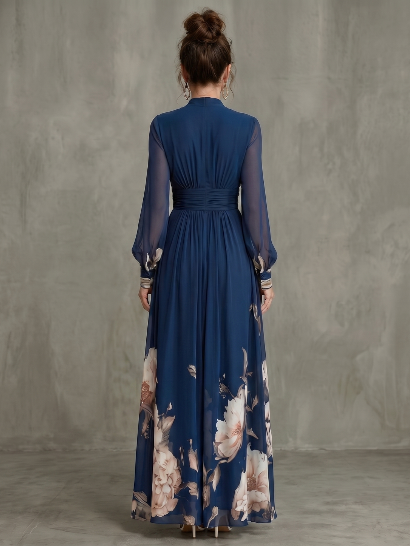 Robe longue à col V pour femmes