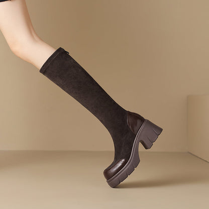 Bottes hautes à bout rapporté pour femmes