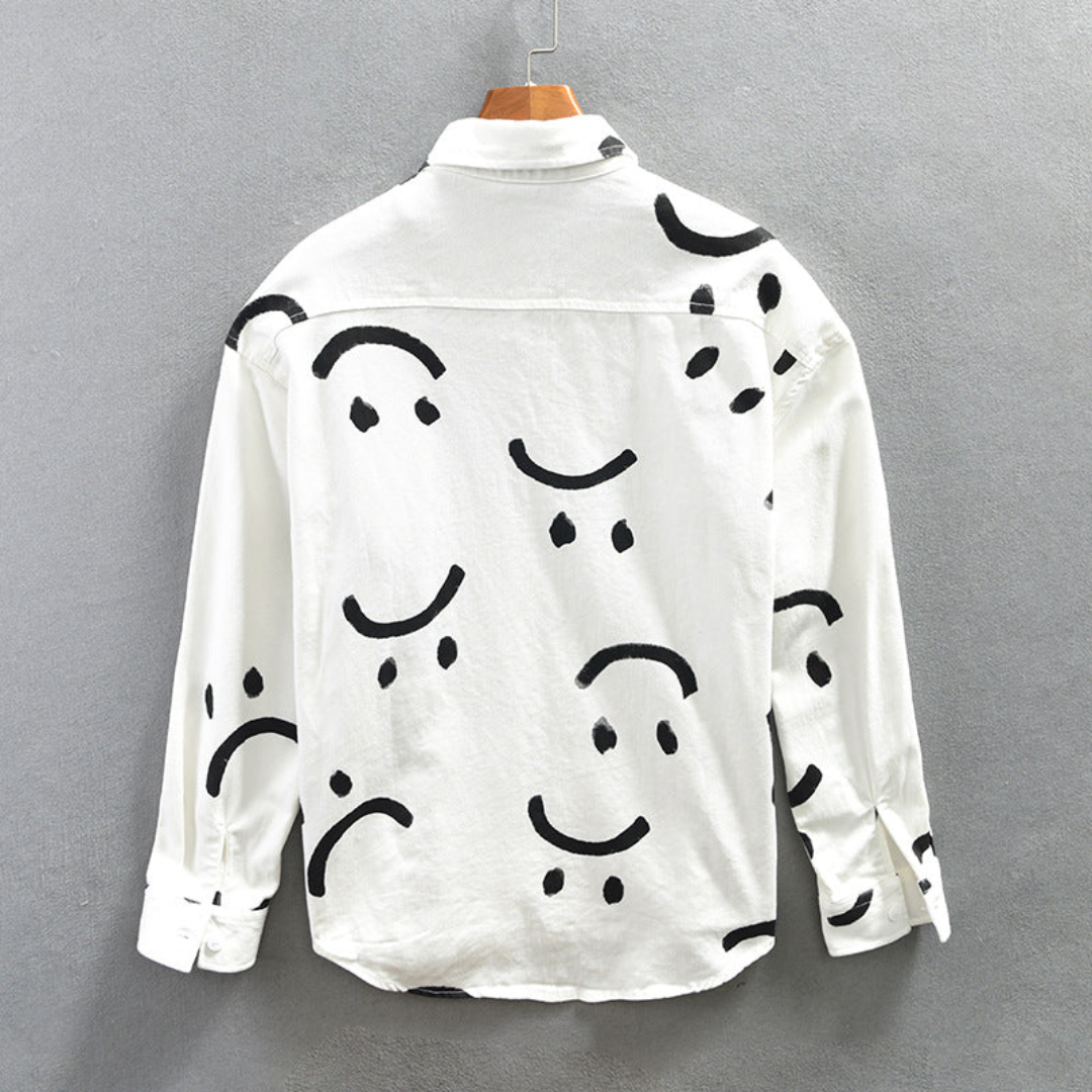 Chemise À Manches Longues Pour Homme Avec Imprimé Smiley | Idéale Pour Usage Quotidien